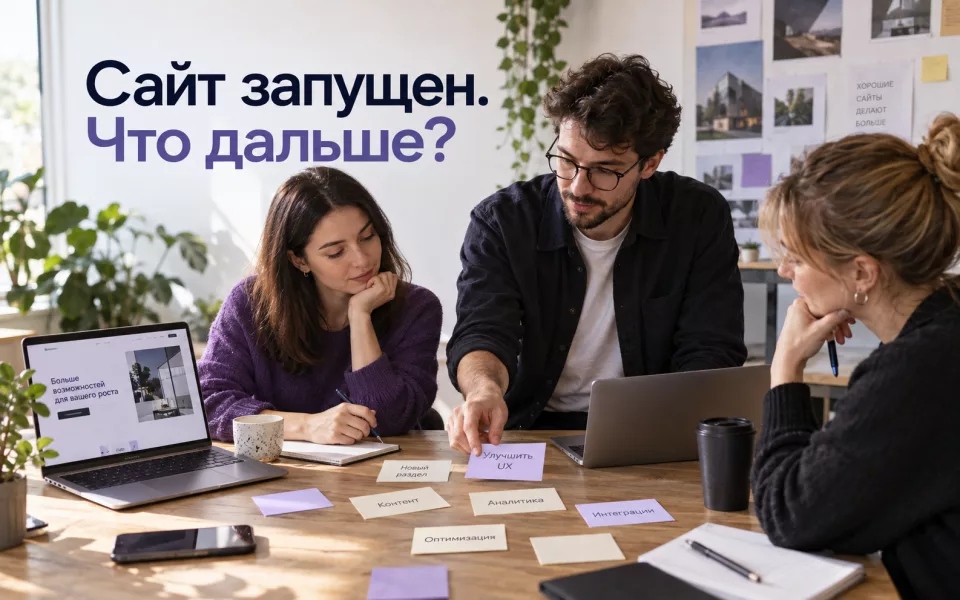 Сгенерированная иллюстрация к статье «План развития сайта после запуска: как выбирать следующую задачу»