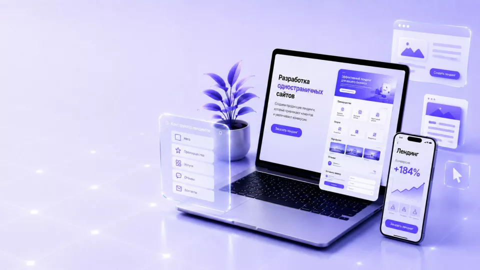 Дизайн сайта на ноутбуке и смартфоне