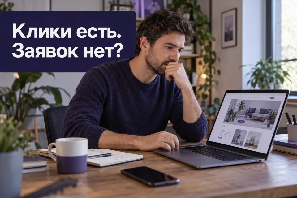 Сгенерированная иллюстрация к статье «Красивый сайт, а заявок нет: что проверять до редизайна»