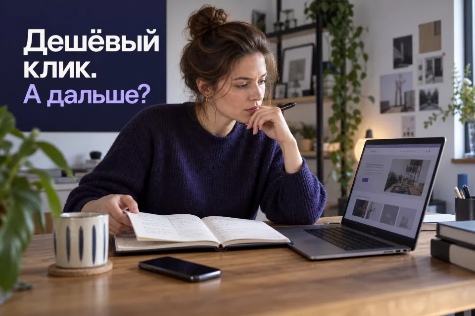 Сгенерированная иллюстрация к статье «Дешёвый клик или подходящий клиент: что обсуждать в отчёте»