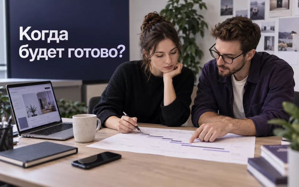 Сгенерированная иллюстрация к статье «Как рассказывать о сроках проекта без обещаний «сделаем завтра»»